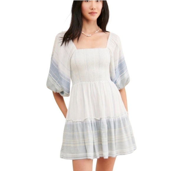 Jens Pirate Booty x Free People Coastline Striped Smocked Mini Dress US S - Picture 1 of 12